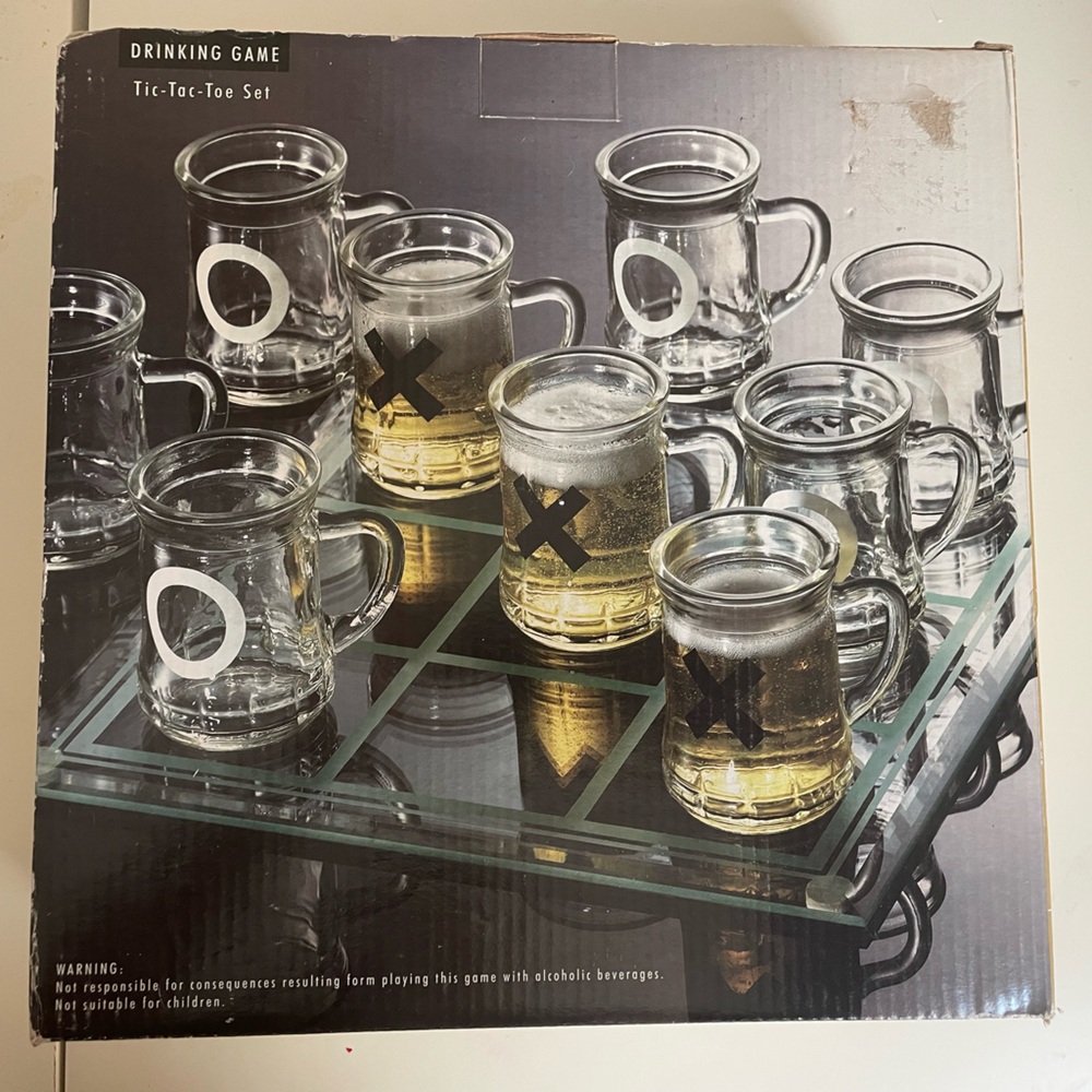 Drinking Game Tic-Tac-Toe Glass Mini‎ Mugs Gift